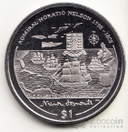 Брит. Виргинские острова 1 доллар 2005 Жизнь Адмирала Г. Нельсона №2