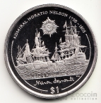 Брит. Виргинские острова 1 доллар 2005 Жизнь Адмирала Г. Нельсона №4