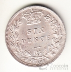 Великобритания 6 пенсов 1887 (молодая королева)
