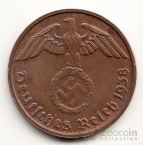 Германия 2 пфеннига 1938 D