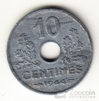 Франция 10 сентим 1944 Оккупация (правительство Виши)