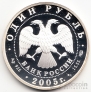 Россия 1 рубль 2005 Красный волк