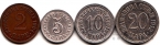 Сербия набор 4 монеты 1904-1915