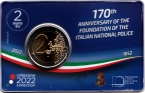 Италия 2 евро 2022 170 лет Итальянской полиции (карта, BU)