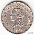 Колумбия 5 сентаво 1886 Тип А
