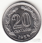 Аргентина 20 сентаво 1958
