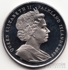 Фолклендские острова 1 крона 2009 Чарльз Дарвин