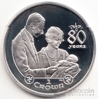 Остров Мэн 1 крона 2006 80-летие Королевы №3 (серебро)
