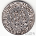 Чад 100 франков 1990