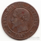 Франция 2 сентима 1857