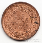 Индия - Британская Индия 1/2 пайса 1914