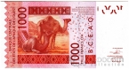 Западноафриканские штаты 1000 франков 2003 Буква А - Кот-д'Ивуар