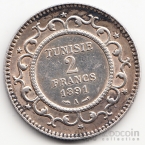 Тунис 2 франка 1891