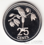 Белиз 25 центов 1976 (тип 1, Proof)