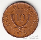 Уганда 10 центов 1968
