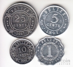 Белиз набор 4 монеты 1991-2010