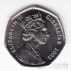 Гибралтар 50 пенсов 2005 Захват Гибралтара