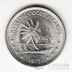 Кокосовые острова 1 рупия 1977 Джон Клунис Росс