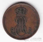 Германия - Ганновер 2 пфеннига 1849 В