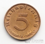 Германия 5 пфеннигов 1938 F