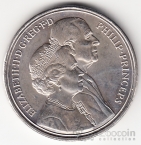 Великобритания 5 фунтов 1997 50 лет свадьбы Королевы Елизаветы II и принца Филипа