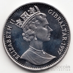Гибралтар 1 крона 1997 Золотая свадьба №1