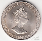 Тристан да Кунья 50 пенсов 2000 100 лет Королеве-Матери
