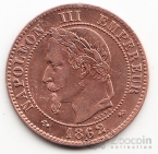 Франция 2 сентима 1862