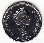 Канада 25 центов 2001 День Канады (цветная)