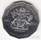 Австралия 50 центов 2001 100 лет Федерации - Квинсленд