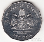Австралия 50 центов 2001 100 лет Федерации - Столичная территория