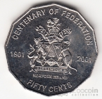 Австралия 50 центов 2001 100 лет Федерации - Остров Норфольк