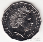 Австралия 50 центов 2001 100 лет Федерации - Западная Австралия