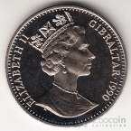 Гибралтар 1 крона 1990 90-летие Королевы-Матери