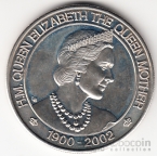 Теркс и Кайкос 5 крон 2002 Памяти Королевы-Матери