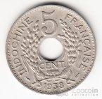 Французский Индокитай 5 центов 1938