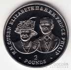 Брит. территория в Индийском океане 2 фунта 2017 70 лет Свадьбы Королевы Елизаветы II и принца Филипа