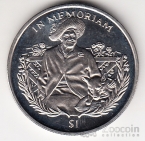 Сьерра-Леоне 1 доллар 2002 In Memoriam - Королева Мать с собакой