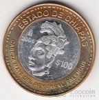 Мексика 100 песо 2006 Маска культуры Паленке