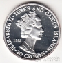 Теркс и Кайкос 20 крон 1993 40 лет Коронации №1 (серебро)