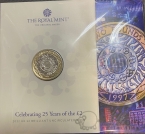 Великобритания 2 фунта 2022 25 лет монете 2 фунта (блистер)