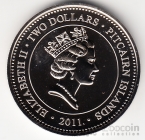 Острова Питкэрн 2 доллара 2011 Елизавета и Филипп